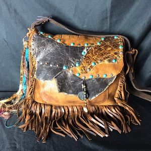 All leather custom handmade bag 12”x15”x2.5”